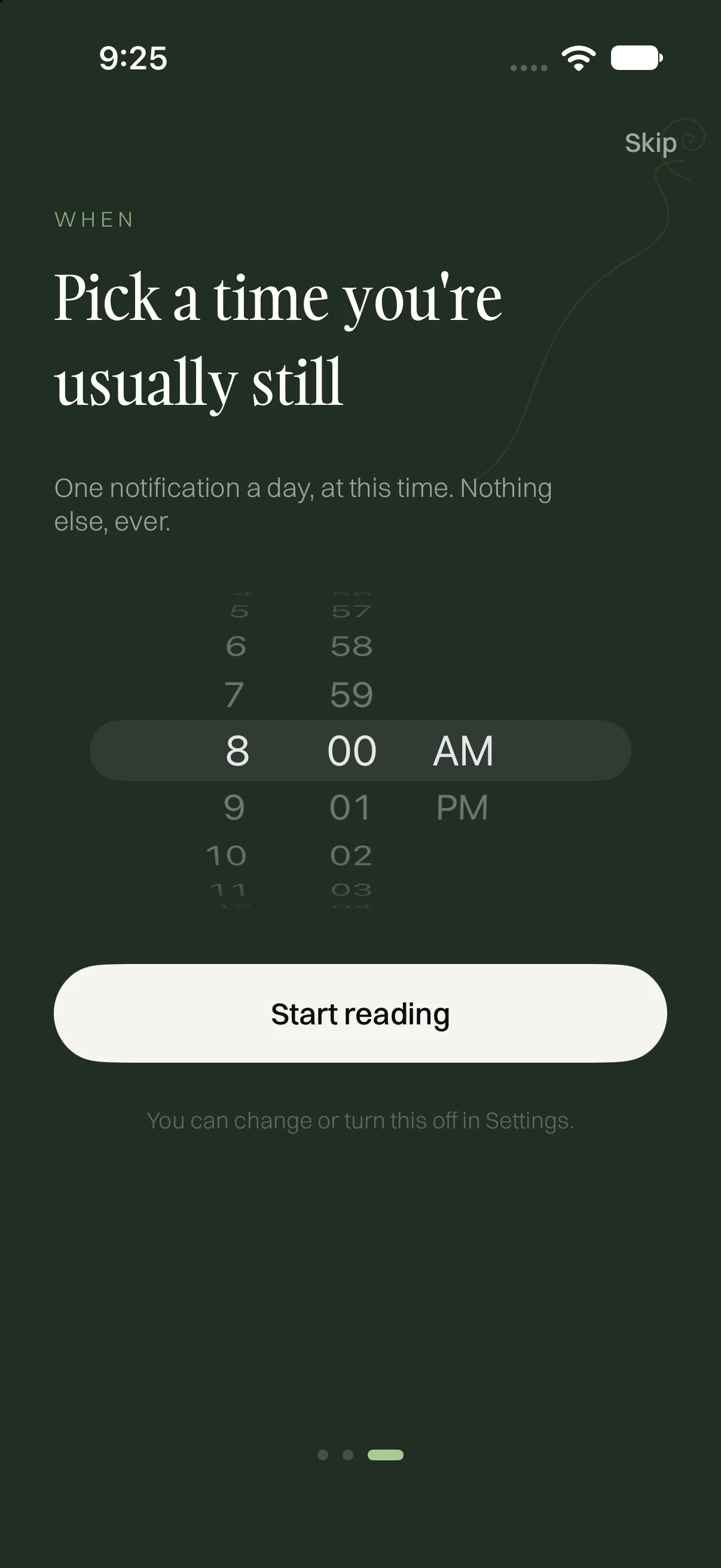 Reminder screen