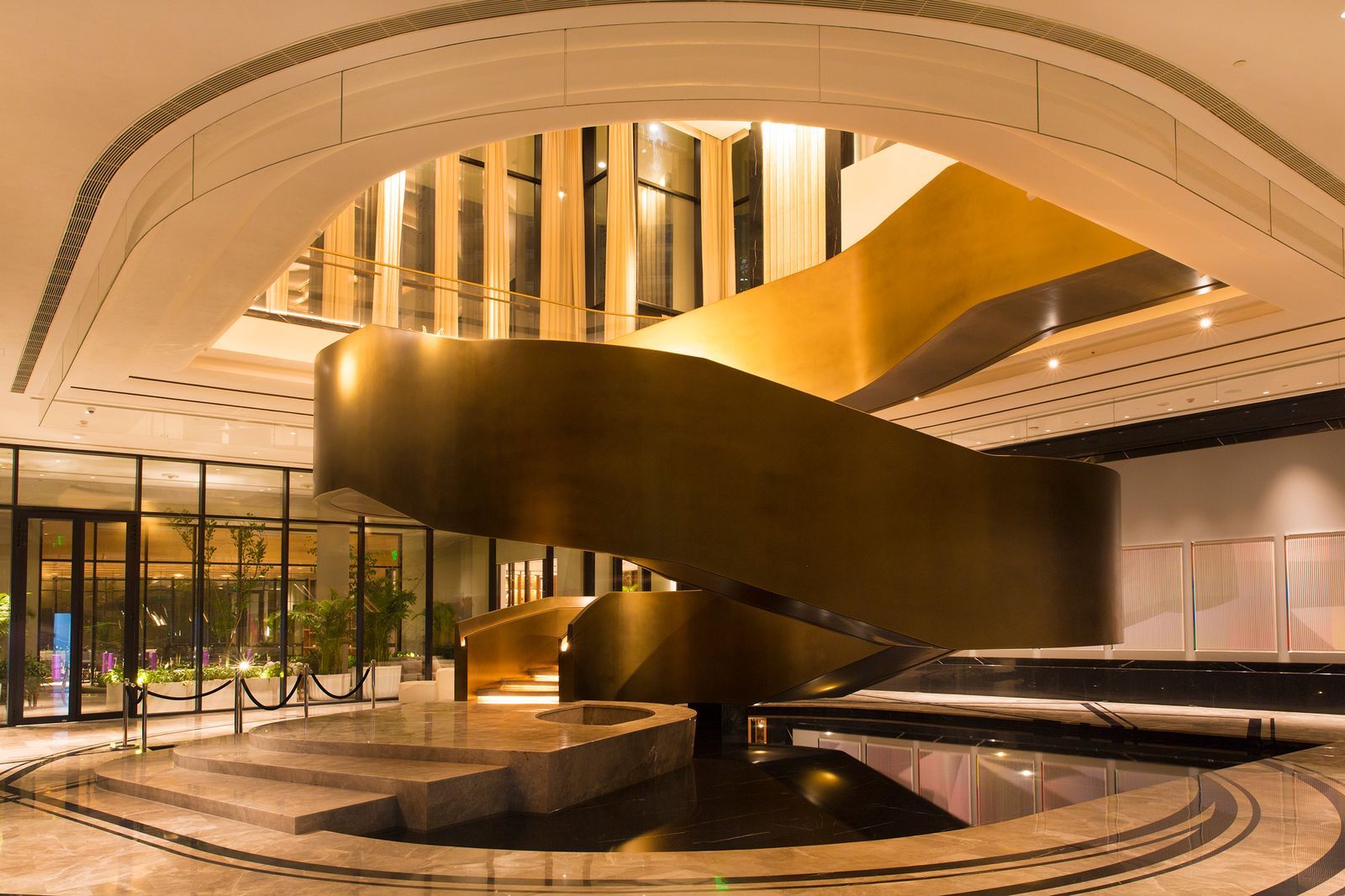 Luxury high-rise facade at golden hour
