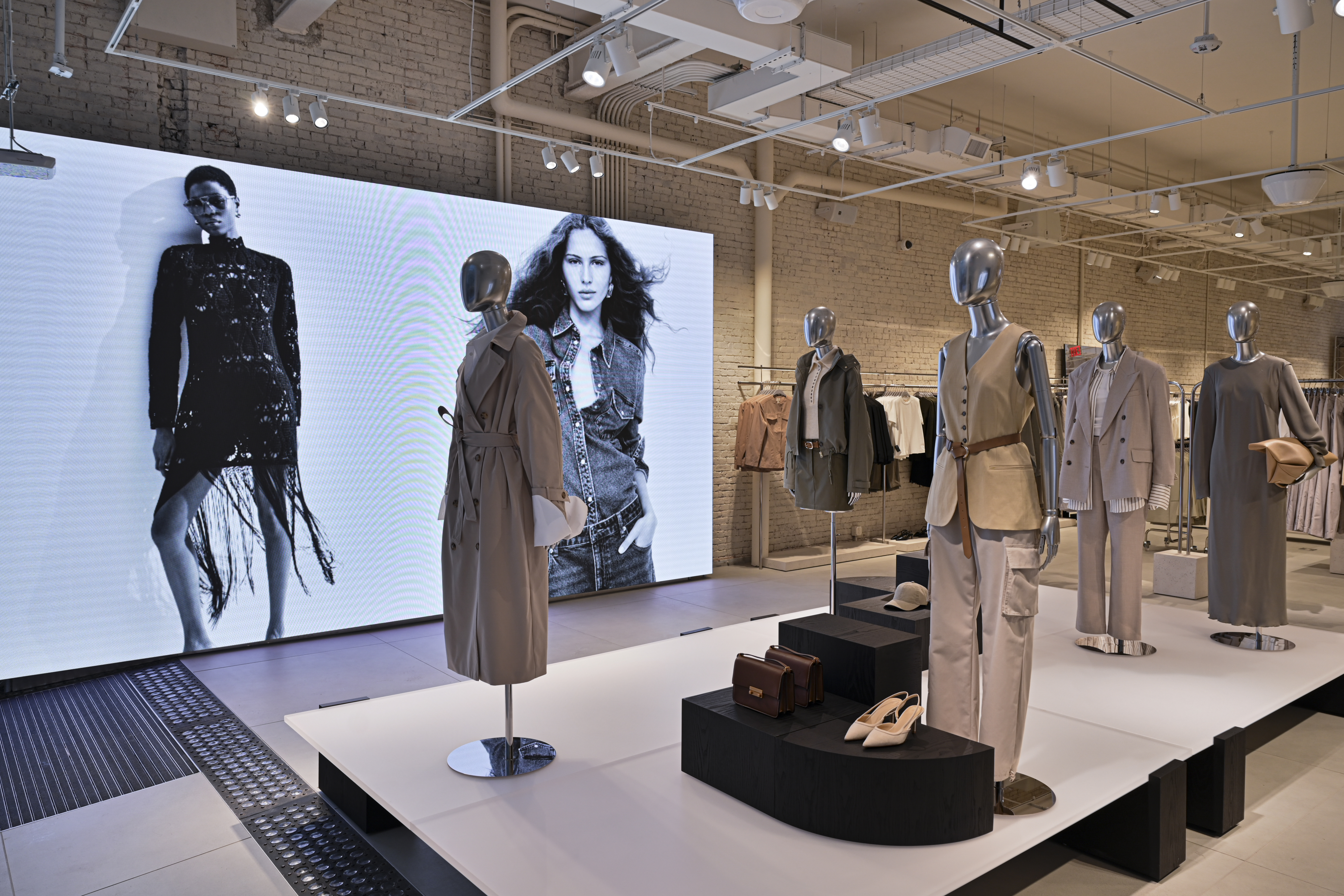 Fashion retail interior with warm lighting